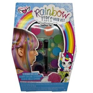 Fashion Angels Rainbow Vibes Temporary Hair Color Glitter Kit Unicorn Design Fun